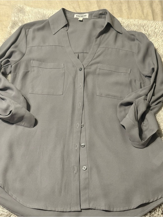 Express Other - Express Women’s Light Grey Button-Up Shirt Jacket